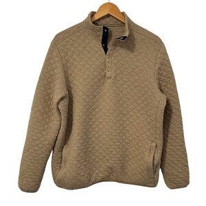 Rhone Mens Gramercy Quilted 1/4 Snap Pullover Sweatshirt Size Medium Tan
